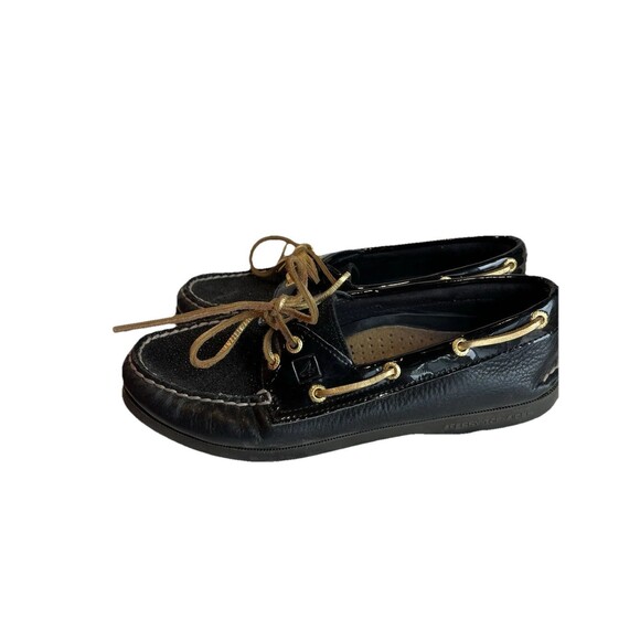 Sperry Top Sider Two Tone Black Patent & Sparkle Textured Black Leather SZ 6.5 - Picture 5 of 8